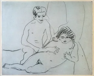 A Naked Couple Lying On A Bed