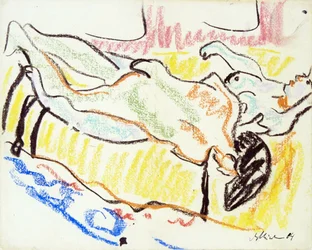 Love Couple In Studio. Two Nudes