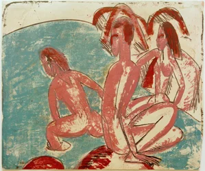 E.L.Kirchner, Three Bathers on Rocks