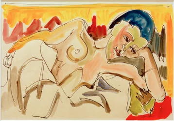 E.L.Kirchner, Reclining Woman with Bare Upper Body