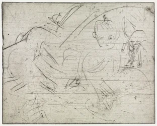 Children with Japanese Parasol/Reclining Boy and Cat