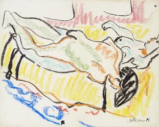Love Couple in Studio, Two Nudes, 1908-1909