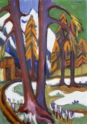 Mountain-Early Spring with Larches