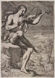 Nude Man Playing a Violin
