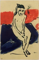 Postcard to Erich Heckel from 30.6.1910 (Seated Naked Marzella)