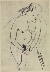 Bather Drying Herself with Towel and Necklace