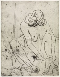 Girl Drying Herself/Two Bathing Women