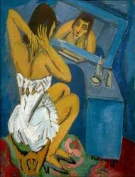 Toilette; Woman in Front of the Mirror