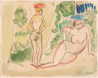 Two Bathers near the Woods