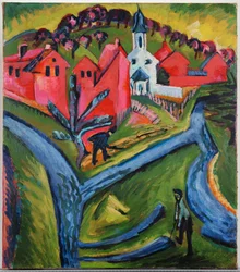 Village with Blue Roads