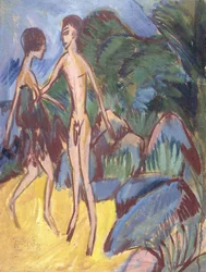 Youth and Naked Girl on Beach