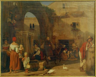 E. Meyer, At the Market Square and Fountain in Tivoli