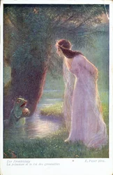 The Frog Prince gives the Princess the golden ball he found in the pond