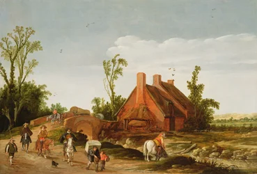 A Wooded Landscape with Travellers on a Track