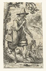 Hunter with Two Dogs