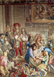 Visit of Louis XIV to the Manufacture des Gobelins in the presence of Jean Baptiste Colbert and the painter Charles Lebrun, October 15