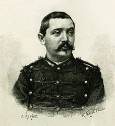 Portrait of Captain Pietri, of the naval artillery, during the expedition to Africa (engraving by E. Ronjat, from a photograph, to illustrate the story 
