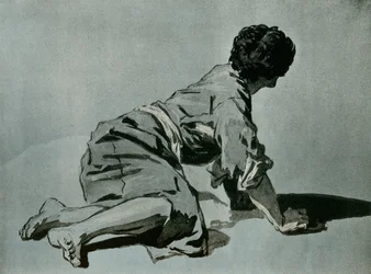Study of a Squatting Boy on the Ground