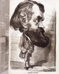 Caricature of composer Charles Gounod (1818-1893) by Etienne Carjat, in the 19th century.