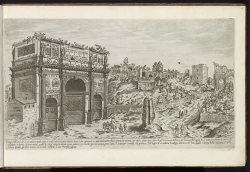Arch of Constantine in Rome (series title: Buildings from Antiquity) (series title on object: The Remains of Ancient Rome Collected and Depicted in Perspective by Stefano Du Perac Parisino)