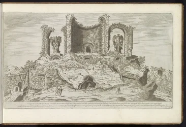 Ruins of the Trophies of Marius in Rome (series title: Buildings from Antiquity) (series title on object: The Remains of Ancient Rome Collected and Depicted in Perspective by Stefano Du Perac Parisino)