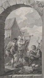 The Chapel of the Enfants-Trouvés in Paris: Groupe des bergers: joueurs de trompes et de m...