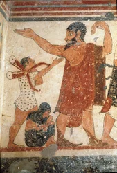 A character, possibly the referee of the fight (detail)