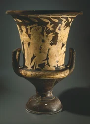 Calyx-krater (large vase). Red-figure pottery from Perugia. Etruscan Civilization, 4th Century BC.