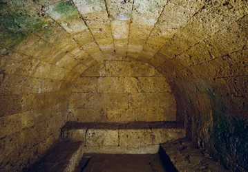 Etruscan civilization: view of the tomb del Gran Duca, end of the 3rd century BC. Chiusi, Italy