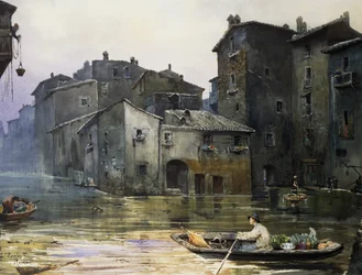 Via della Fiumara flooded in Rome (by Ettore Roesler Franz)