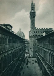 The Palazzo Vecchio from the Uffizi Gallery, Florence, Italy