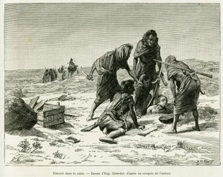 Bury in the sand. Engraving by Eugene Girardet, to illustrate the story 
