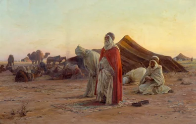 Tent in the desert - The Prayer. Detail. Painting by Eugène Alexis Girardet (1853-1907). 19th century. Bayonne, Musée Bonnat
