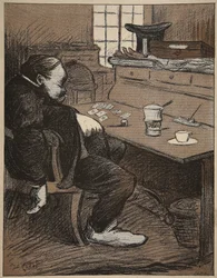 Hard at Work, a Break from Cards and Coffee!, Illustration from 