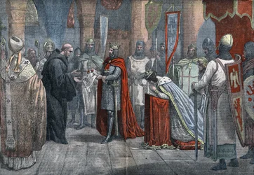 Louis VII the Young (1120 - 1180), King of France, leaving for the 3rd crusade with Alienor d