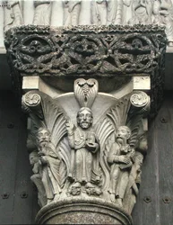 Column capital with Christ Blessing from the West Portal of the facade