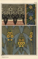 Arrowhead, Sagittaria sagittifolia, as a Design Motif in Embroidery, Stained Glass and Fabric Patterns