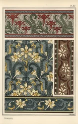 Jonquil, Narcissus jonquilla, as Design Motif in Wallpaper and Fabric Patterns