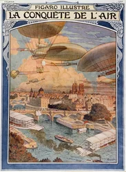 The Conquest of the Air: Airship, Balloon and Balloon over Paris, Cover in Figaro Illustre of February 1909