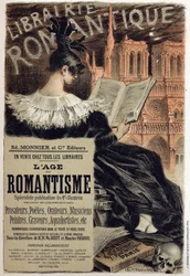 Romantic Bookstore. Poster by Eugene Grasset for the Editor Monnier, France