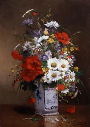 Vase of Poppies and Daisies