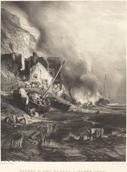 Repairing a Boat at Low Tide