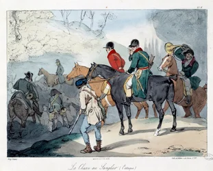 Boar hunting. Illustration of the book 