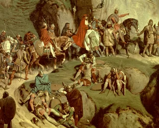 Charlemagne crossing the Alps in 773, (detail)