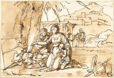 Madonna and Child, Saint Anne and Infant Saint John, with Saint Joseph in Background