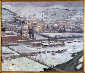 View of Genoa under the Snow, Italy by Eugenio Olivari (1882-1917)