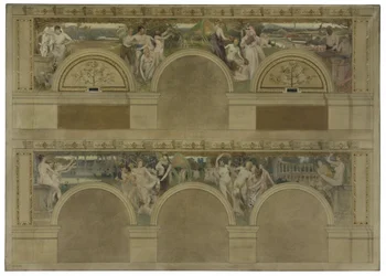 Sketch for one of the introductory salons of the Hôtel de Ville de Paris: Le Travail. Les Réjouissances. La Charité, in 1892