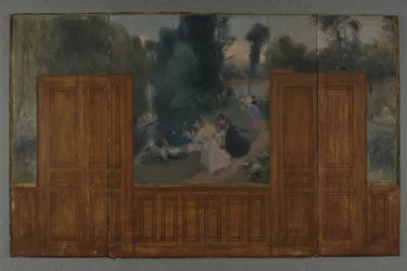 Sketch for the Créteil town hall: Landscape - Banks of the Marne seen from the Ile Sainte-Catherine bridge