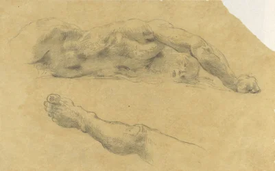 Reclining Naked Man; His Leg Drawn Separately