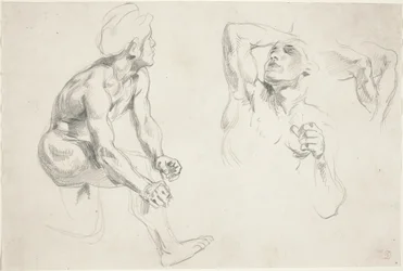 Male Nude Posing for Figures in the 